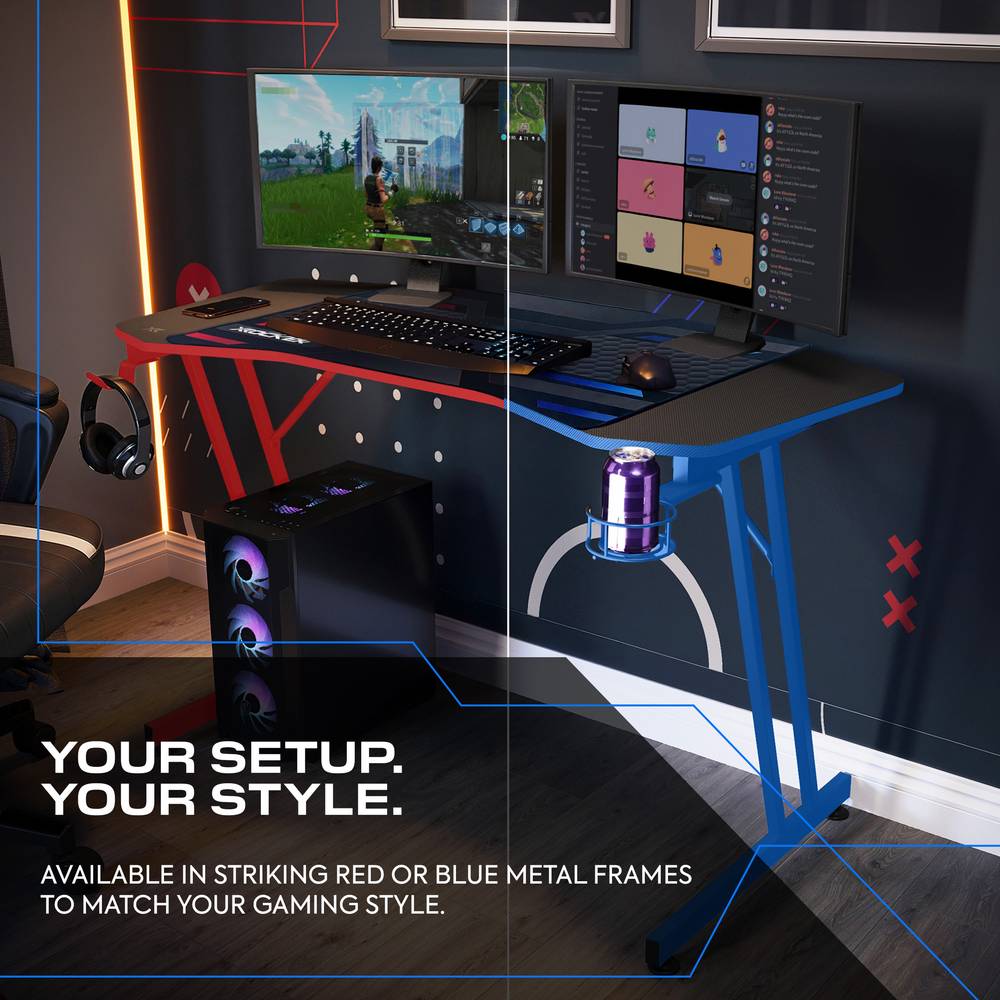Panther Evo 120cm Gaming Desk with Mousepad - Blue - Black