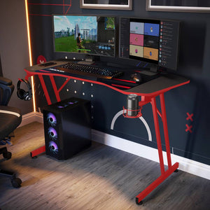 Panther Evo 120cm Gaming Desk with Mousepad - Red - Black