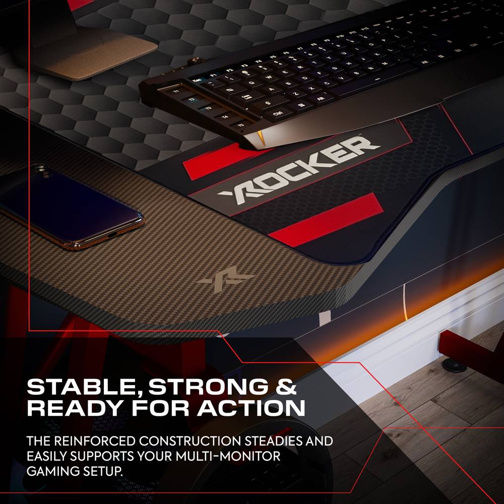 Panther Evo 120cm Gaming Desk with Mousepad - Red - Black