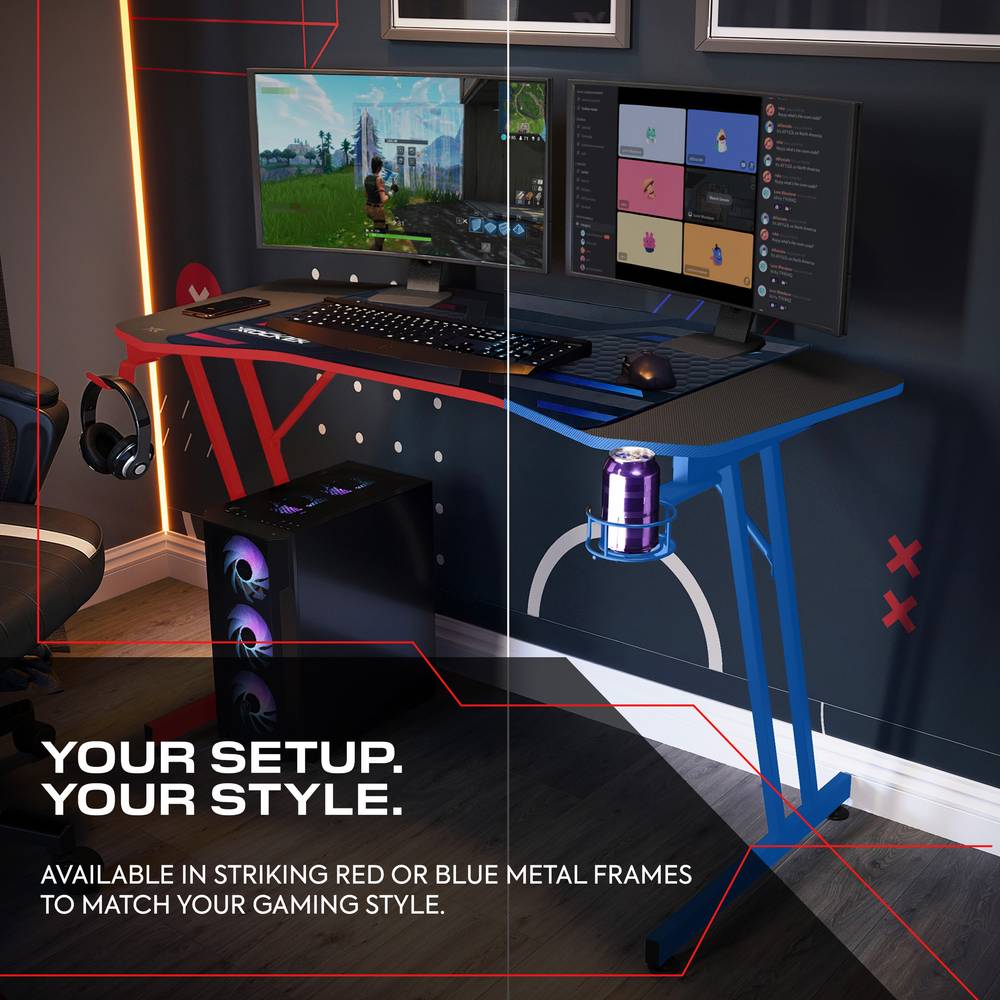 Panther Evo 120cm Gaming Desk with Mousepad - Red - Black