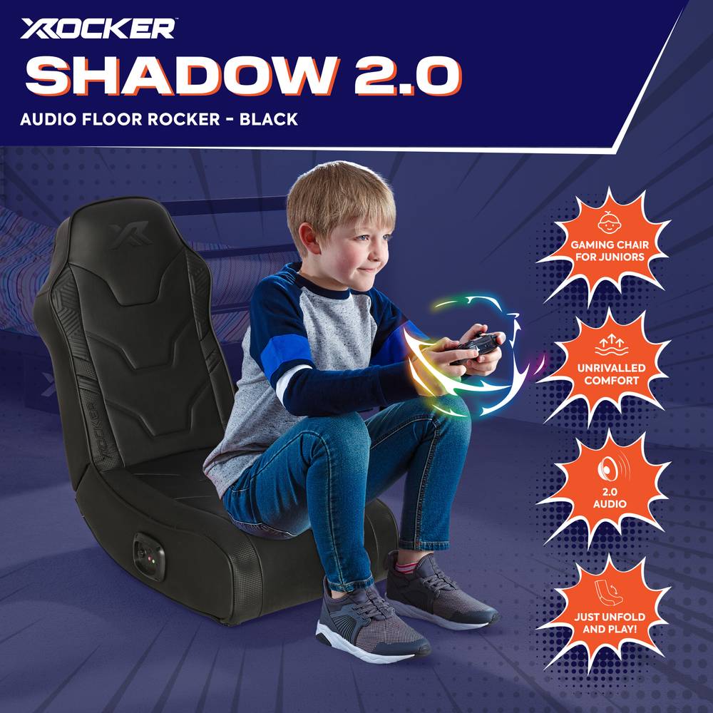 Shadow 2.0 Audio Foldable Gaming Chair Floor Rocker for Kids - Black