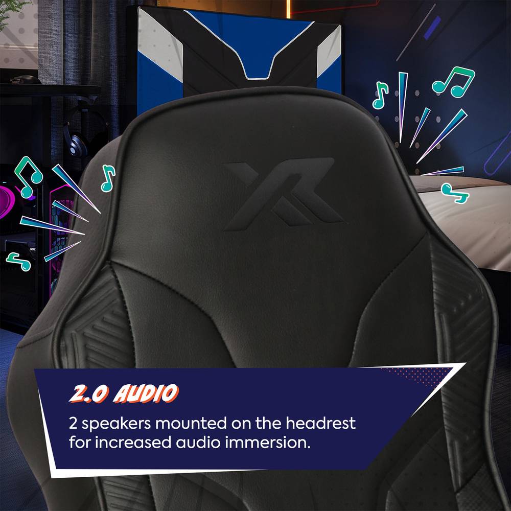 Shadow 2.0 Audio Foldable Gaming Chair Floor Rocker for Kids - Black