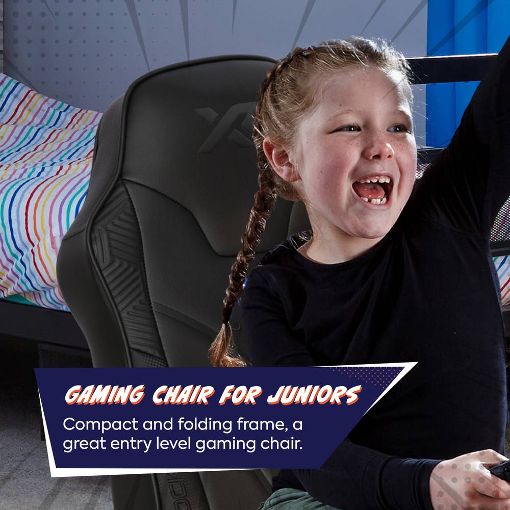 Shadow 2.0 Audio Foldable Gaming Chair Floor Rocker for Kids - Black