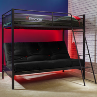 Stronghold Gaming Bunk Bed with Double Futon Cushion - Black