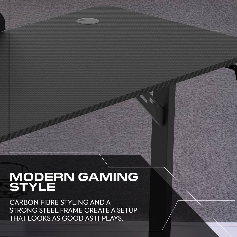 Vortex Gaming Desk with Pegboard Shelves - Black