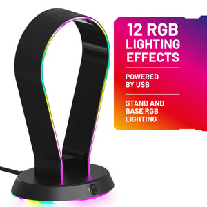 X Rocker C6-100LED Light Up RGB Gaming Headset and Stand Bundle for Consoles and PC