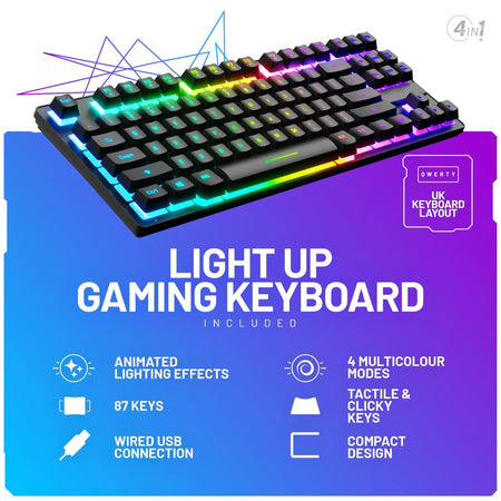 X Rocker 4-in-1 RGB Gaming Bundle - Keyboard, Mouse, Mouse Pad + Headset