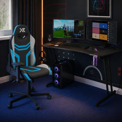 Agility Compact and Panther Evo 120cm PC Gaming Chair and Desk Bundle - Blue