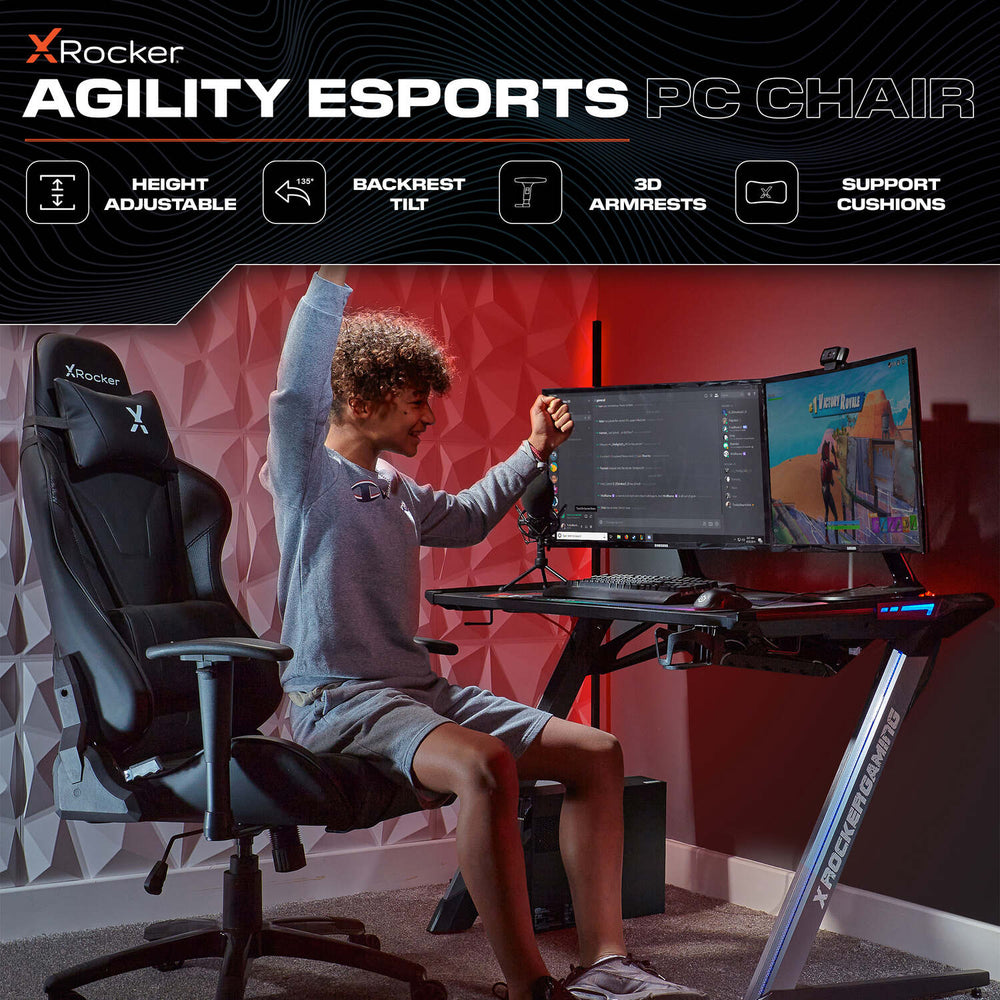 Gaming Rocking Chair X Rocker Agility Ergonomic PC Gaming Chair - Black