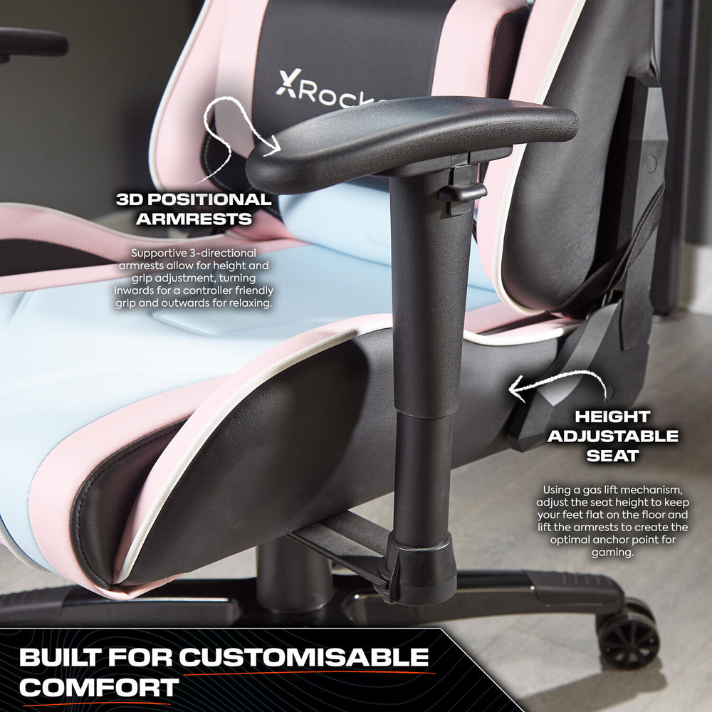 Gaming Chairs X Rocker Agility Ergonomic PC Gaming Chair Bubblegum