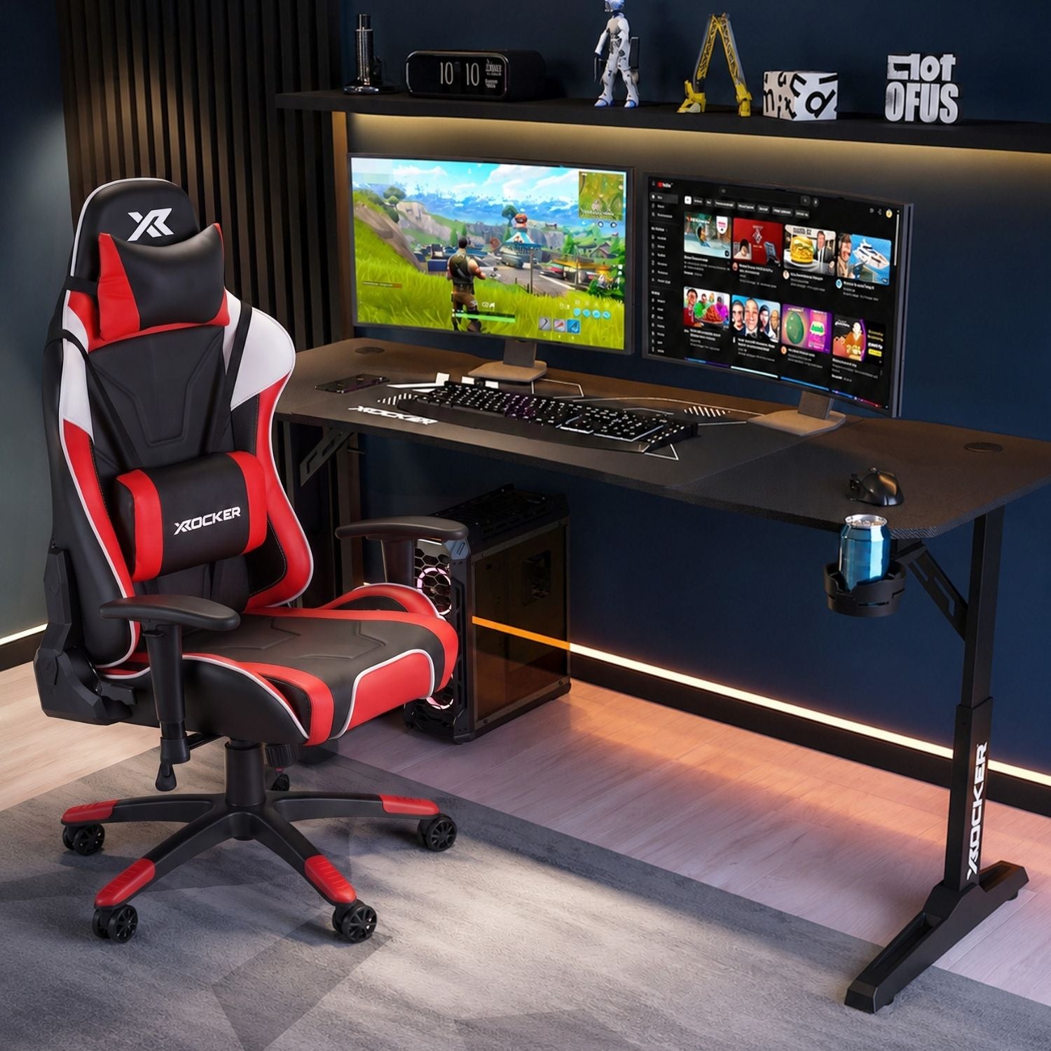 Agility eSport and Cougar XL 160cm PC Gaming Chair and Desk Bundle - Red