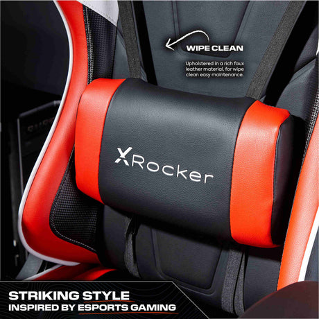Car seat cover with X rocker branding and striking red and black design.