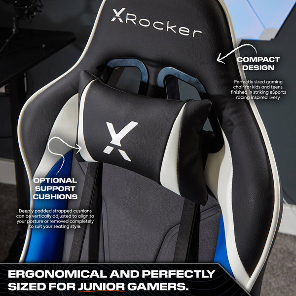 Agility Compact Ergonomic eSports Gaming Chair for Juniors - Black / Blue