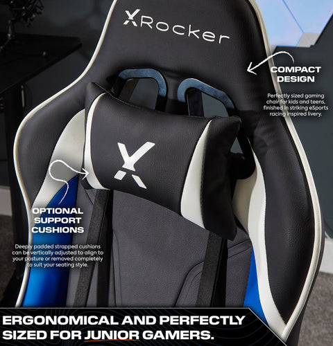 Agility Compact Ergonomic eSports Gaming Chair for Juniors - Black / Blue