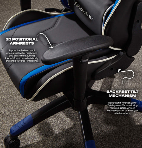 Agility Compact Ergonomic eSports Gaming Chair for Juniors - Black / Blue