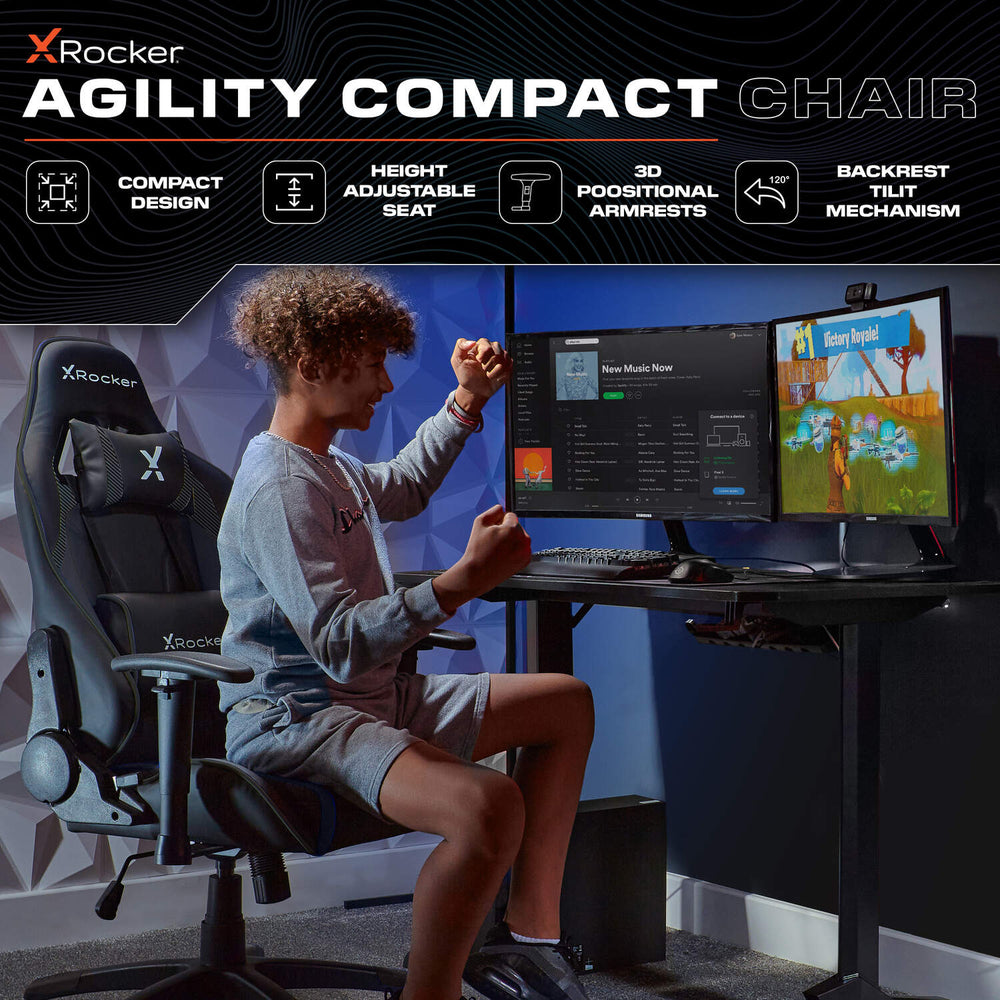 Agility Compact eSports Gaming Chair for Juniors - Carbon Black