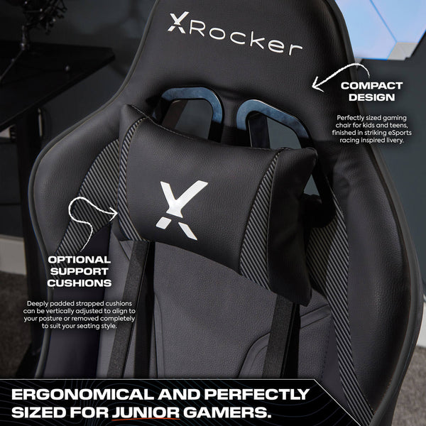 Agility Compact Ergonomic eSports Gaming Chair for Juniors - Carbon Black