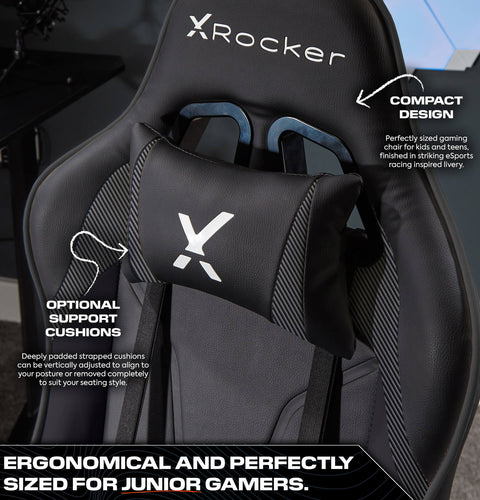 Agility Compact Ergonomic eSports Gaming Chair for Juniors - Carbon Black
