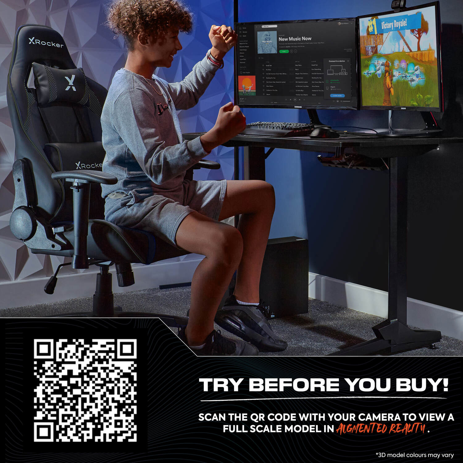 Agility Compact Ergonomic eSports Gaming Chair for Juniors - Carbon Black