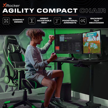 Agility Compact eSports Gaming Chair for Juniors - Green