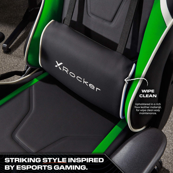 Agility Compact Ergonomic eSports Gaming Chair for Juniors - Black / Green
