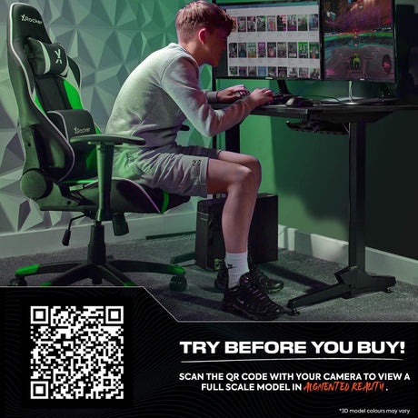 Agility Compact Ergonomic eSports Gaming Chair for Juniors - Black / Green