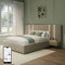 Amelia Ottoman Hotel Bed With Bedside Tables and App Controlled Lights - Natural Stone (2 Sizes)
