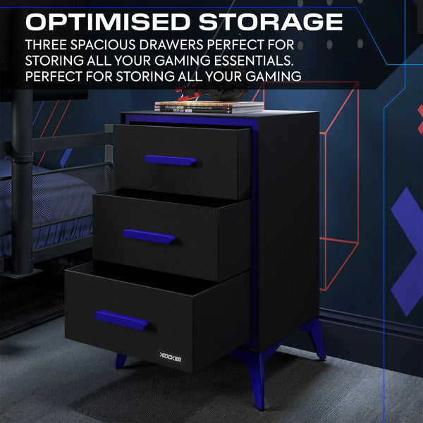 Arcane Canvas Storage Chest of 3 Drawers - Black / Blue