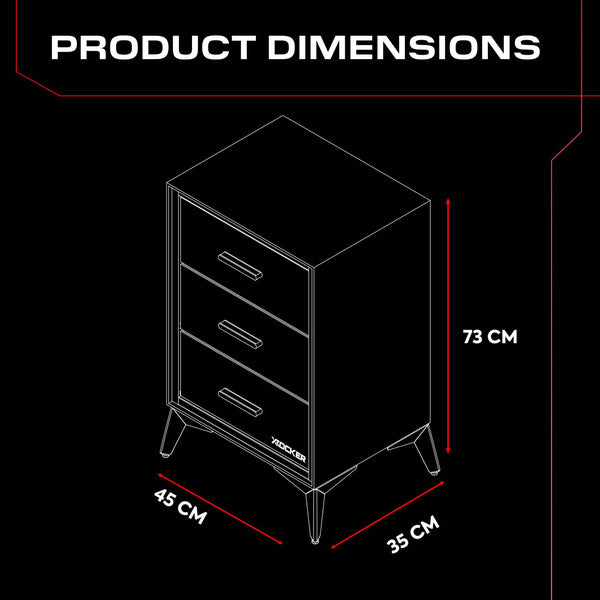 Arcane Canvas Storage Chest of 3 Drawers - Black / Red