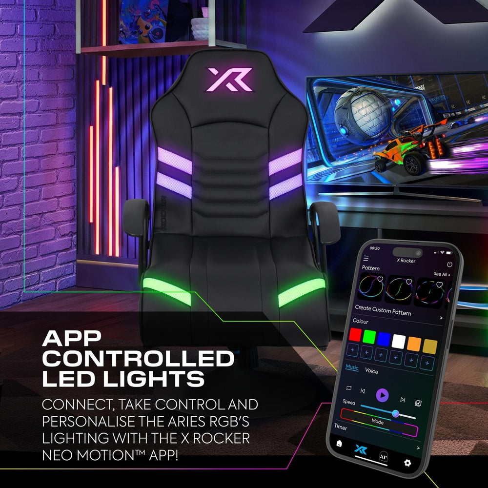 Aries RGB 2.1 Audio LED Console Gaming Chair for Juniors - Black