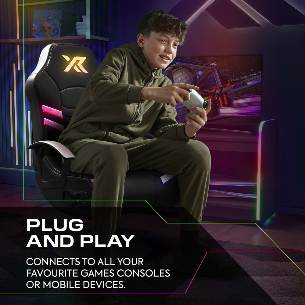 Aries RGB 2.1 Audio LED Console Gaming Chair for Juniors - Black