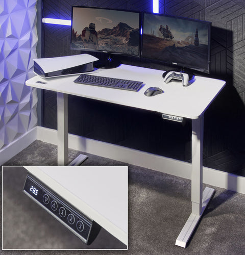 White desktop setup with productivity accessories