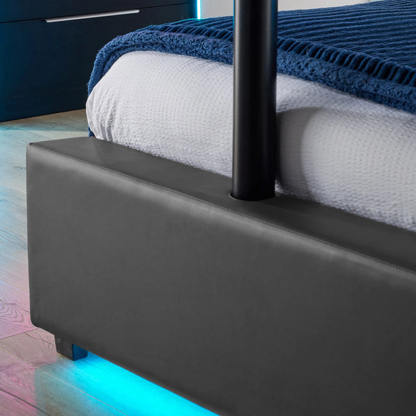 Ava Upholstered TV Bed with LED Lights - Grey (4 Sizes)