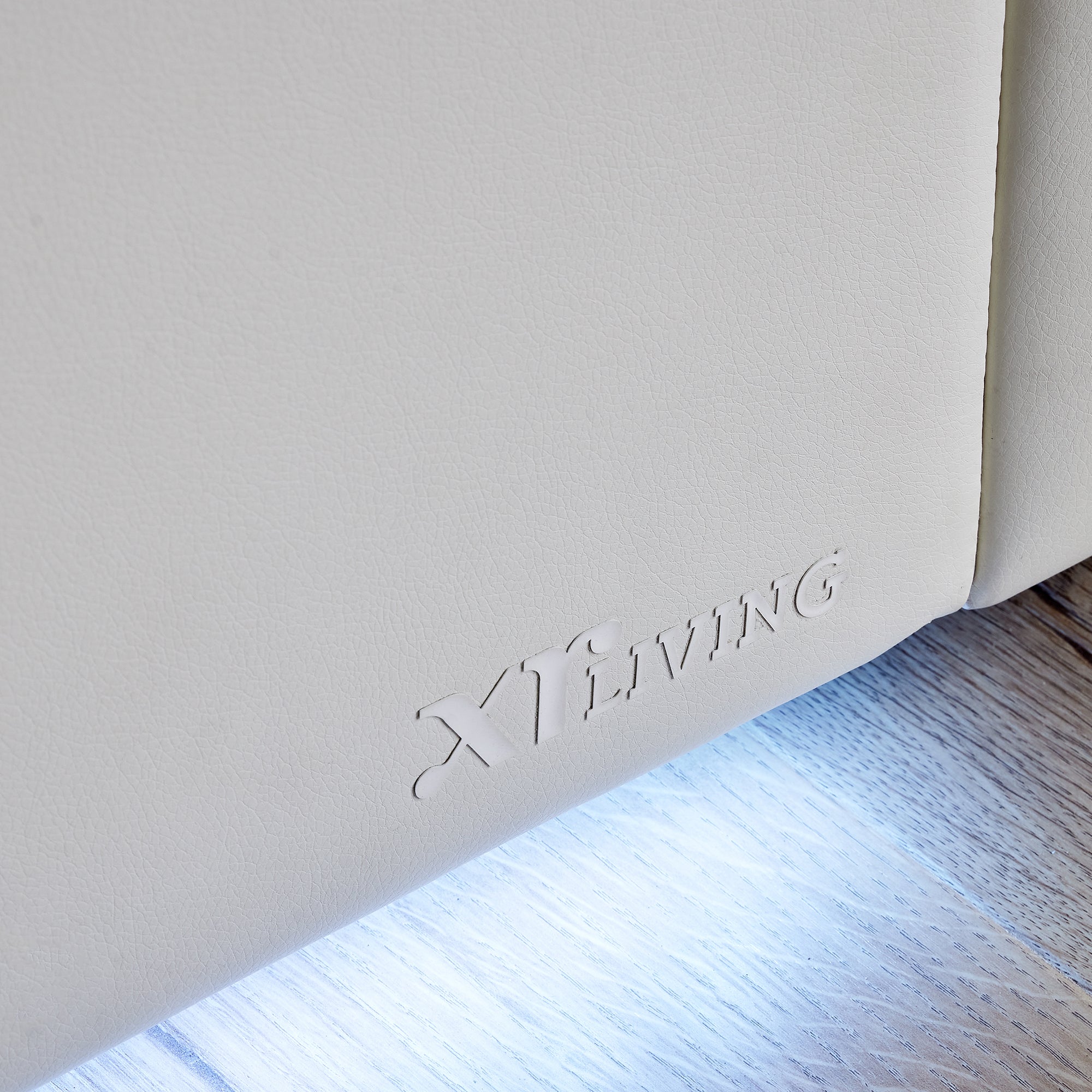 Ava Upholstered TV Bed with LED Lights - White (4 Sizes)