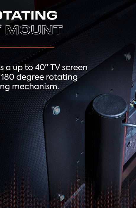 Side view of the Basecamp gaming bed with TV mount, highlighting the sturdy metal frame