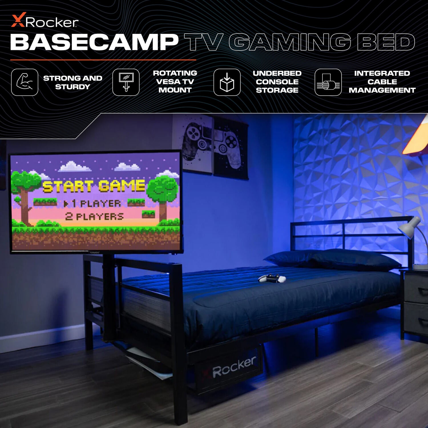 Basecamp Double Gaming TV Bed - Black