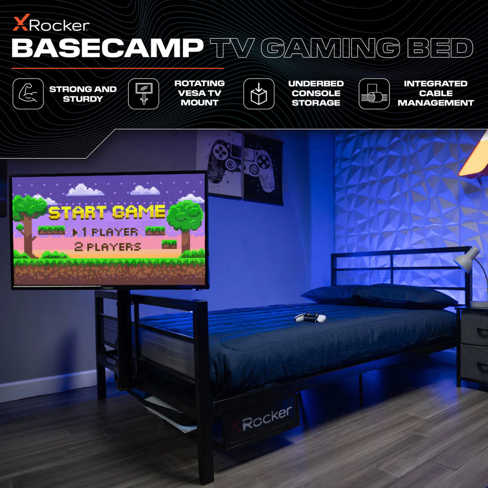 Basecamp Double 4ft6 TV Gaming Bed - Black