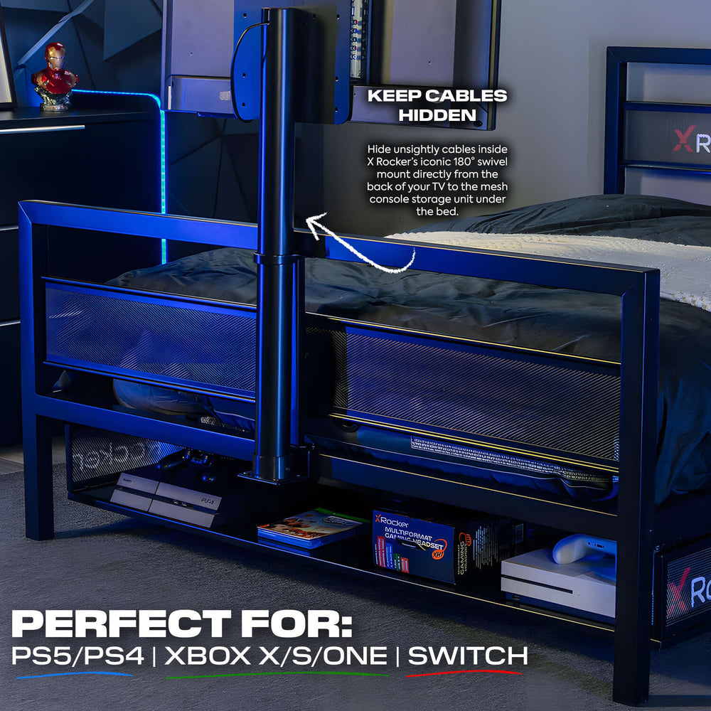 Gaming Beds | X Rocker Basecamp Double Size TV Bed - Black