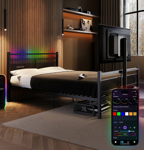 Basecamp RGB Double LED Gaming TV Bed - Black