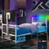 Bedroom with a TV Bed, the Basecamp RGB - featuring a remote control with LED lighting options.