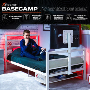 Basecamp Single TV Gaming Bed - White