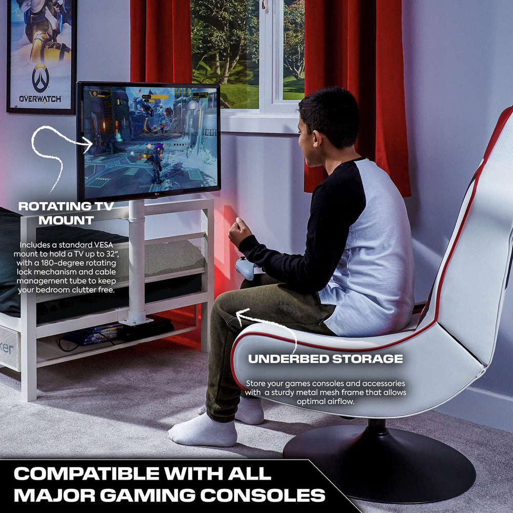 Basecamp Single TV Gaming Bed - White