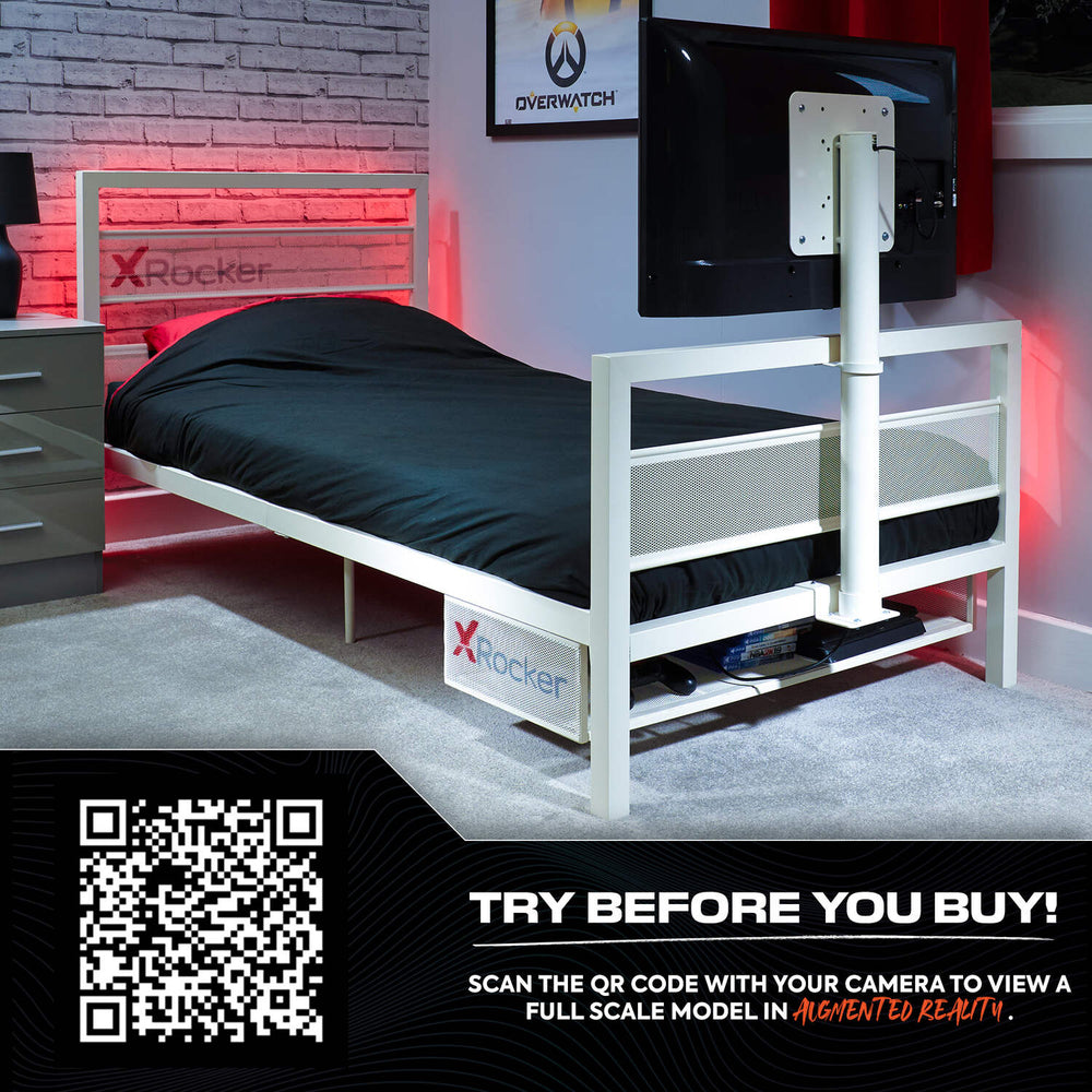 Basecamp Single TV Gaming Bed - White