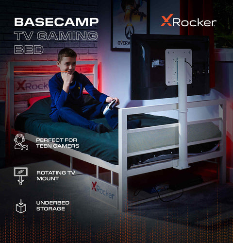 Basecamp Single Gaming TV Bed - White
