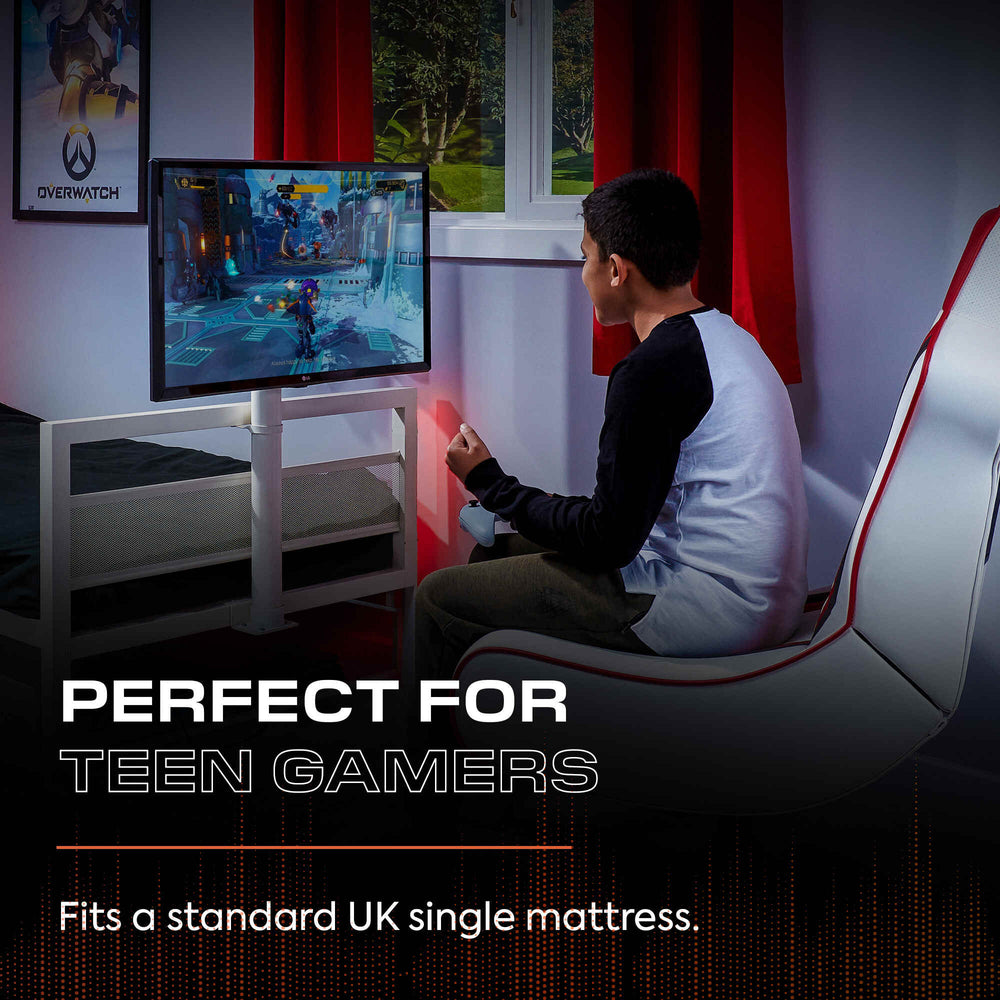 Basecamp Single TV Gaming Bed - White