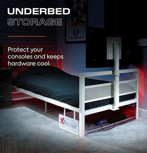 Basecamp Single Gaming TV Bed - White