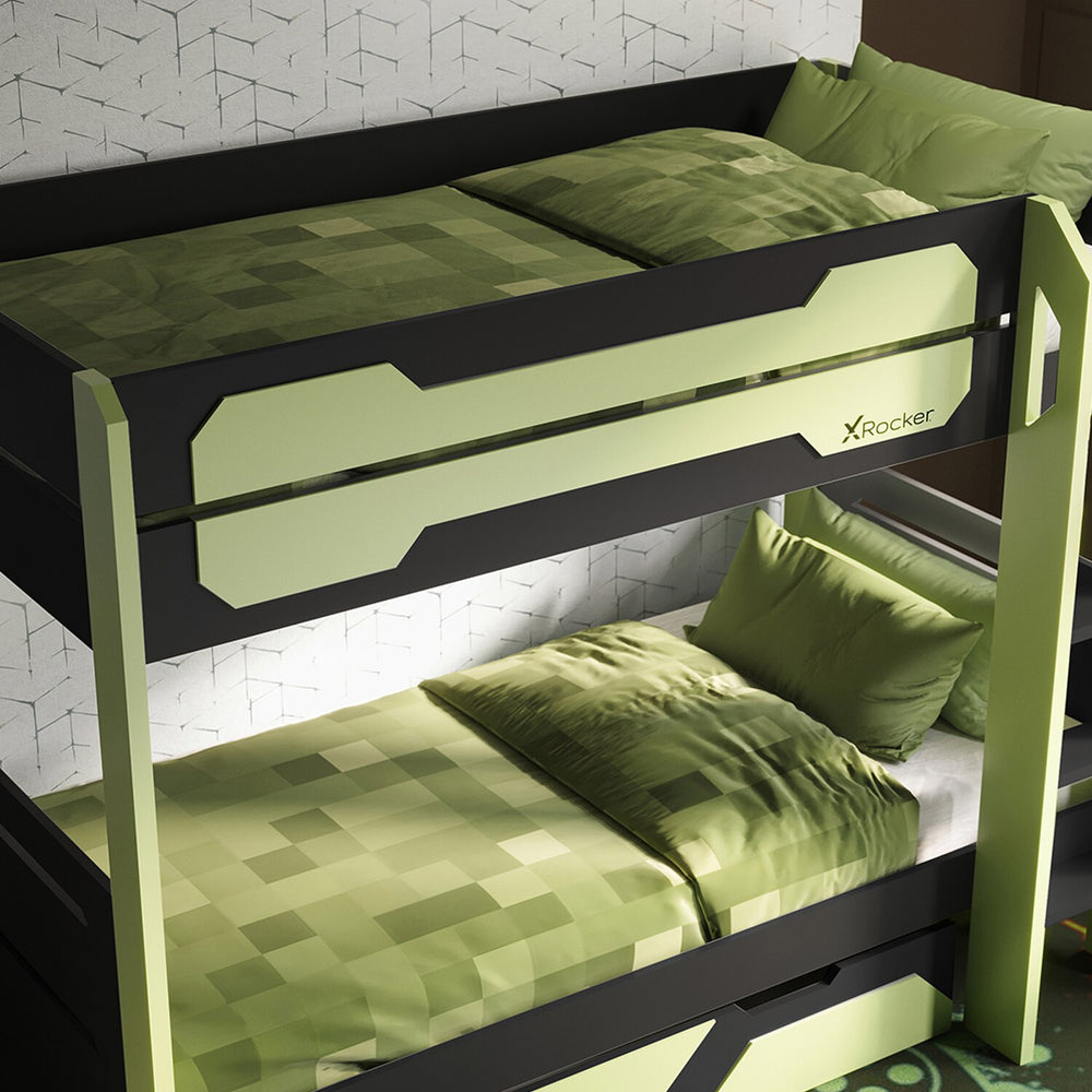 Battalion Gaming Bunk Bed with Trundle Drawers - Green