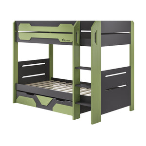 Battalion Gaming Bunk Bed with Trundle Drawers - Green