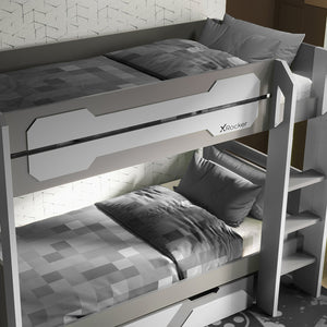 Battalion Gaming Bunk Bed with Trundle Drawers - Grey