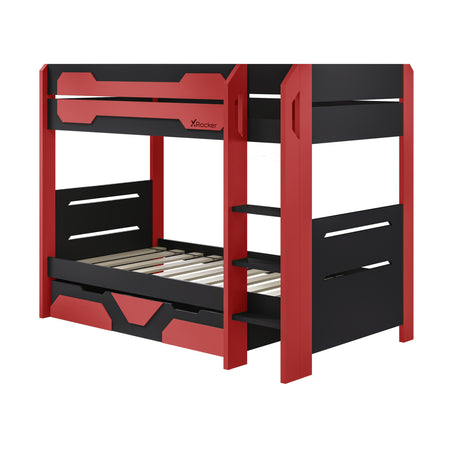 Battalion Gaming Bunk Bed with Trundle Drawers - Red